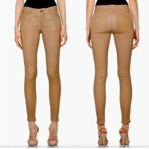 CURRENT/ELLIOTT SIZE 0/25 TAN LAMBSKIN LEATHER SKINNY SPANDEX STRETCH PANTS